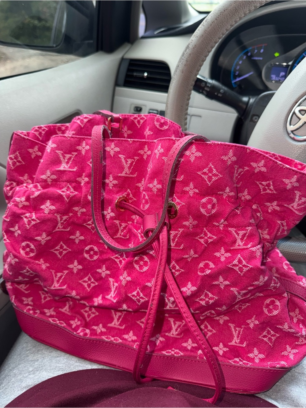 Louis Vuitton Denim Noéfull MM Rose Indien Pink Monogram Tote Bag